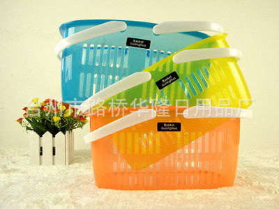 【廠家批發 塑料日用平 多用途 手提購物籃子 裝物品籃子 464】價格,廠家,圖片,家用購物籃、袋、車,臺州市路橋華隆日用品廠-